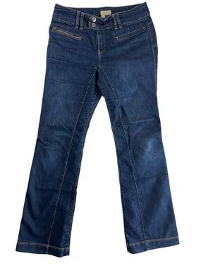 Royal Robbins Dark Wash Bootcut Jeans Size 8 Regular Double Button Stretch Denim